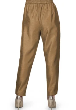 Solid Color Art Silk Pant in Dark Beige
