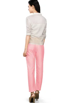 Solid Color Art Silk Pant in Baby Pink