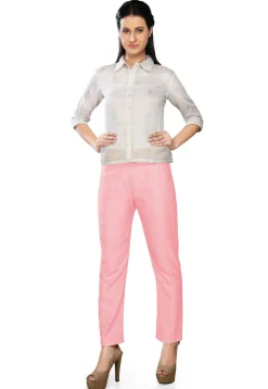 Solid Color Art Silk Pant in Baby Pink