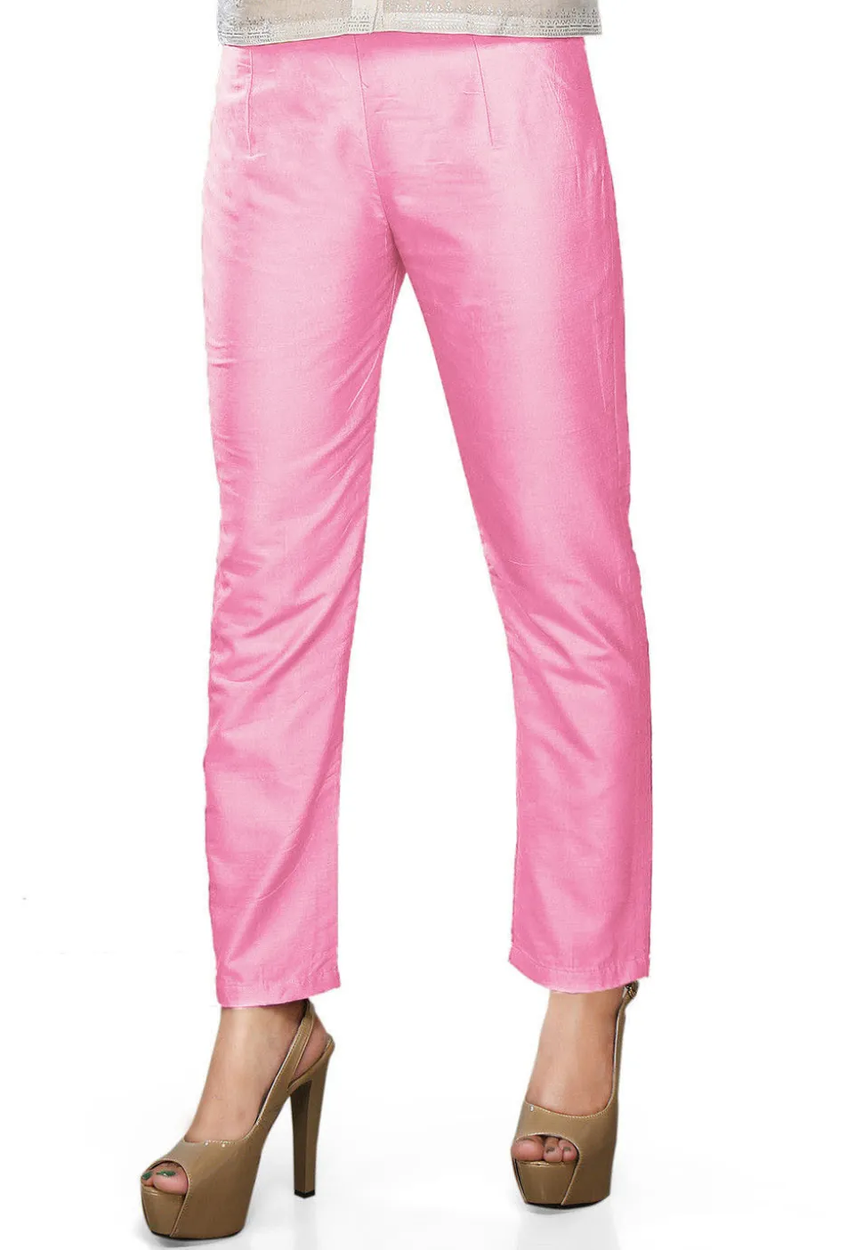 Solid Color Art Silk Pant in Pink