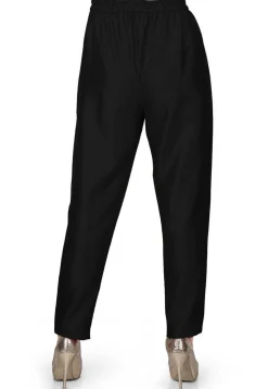Solid Color Art Silk Pant in Black
