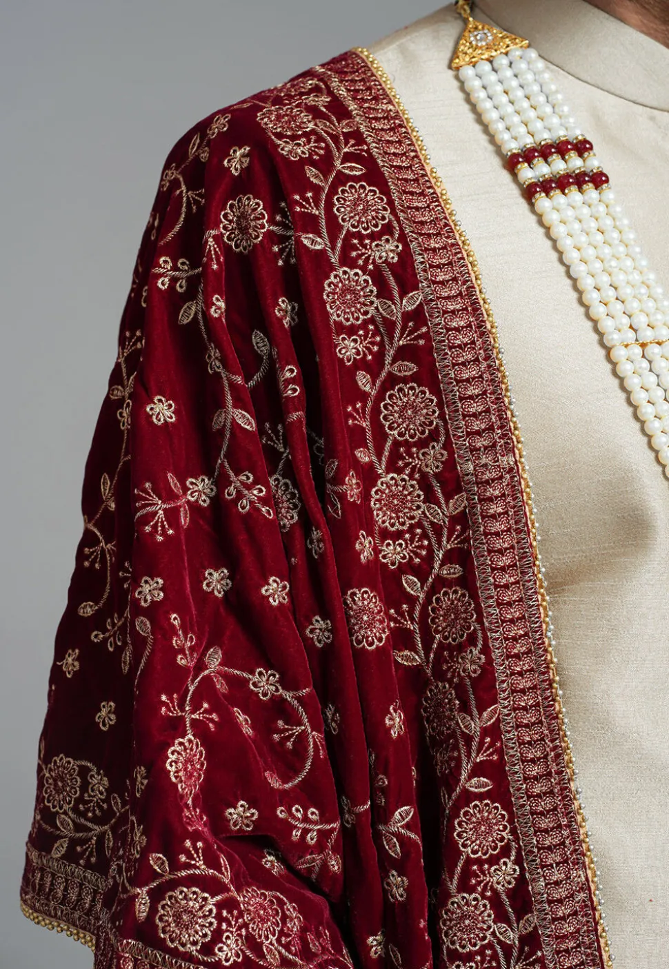 Solid Color Art Silk Sherwani in Fawn