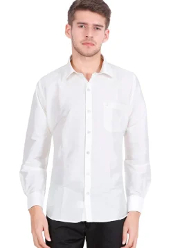 Solid Color Art Silk Shirt in Off White