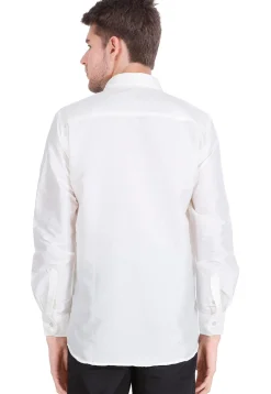 Solid Color Art Silk Shirt in Off White