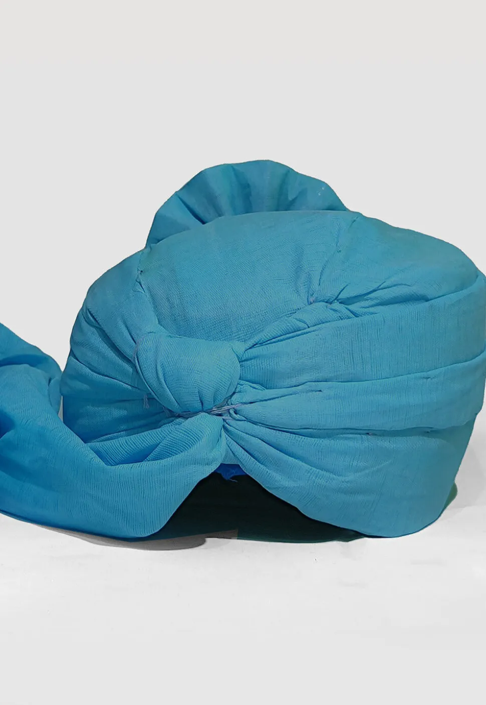 Solid Color Chanderi Cotton Turban in Teal Blue
