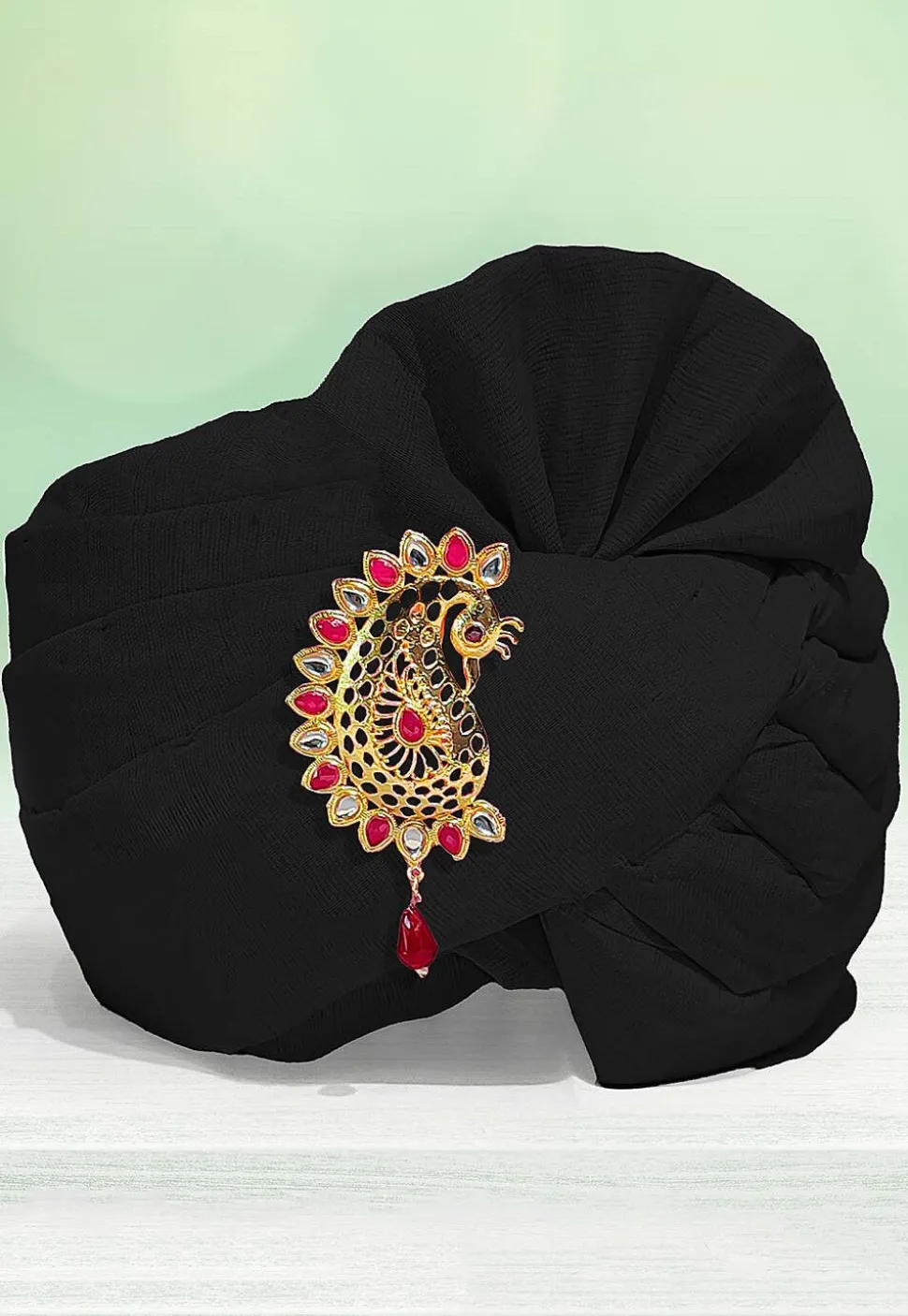 Solid Color Chanderi Cotton Kids Turban in Black