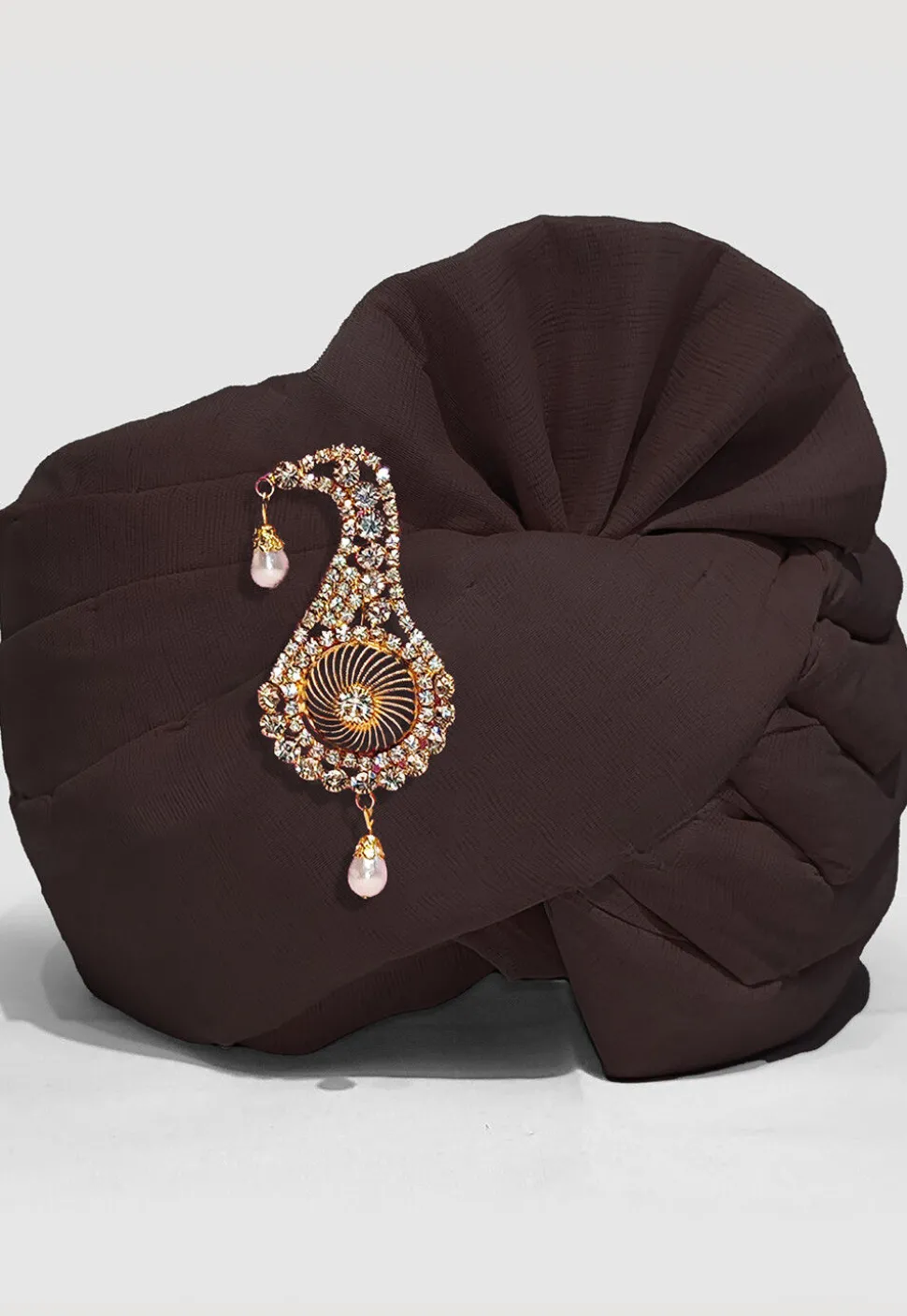 Solid Color Chanderi Cotton Turban in Brown