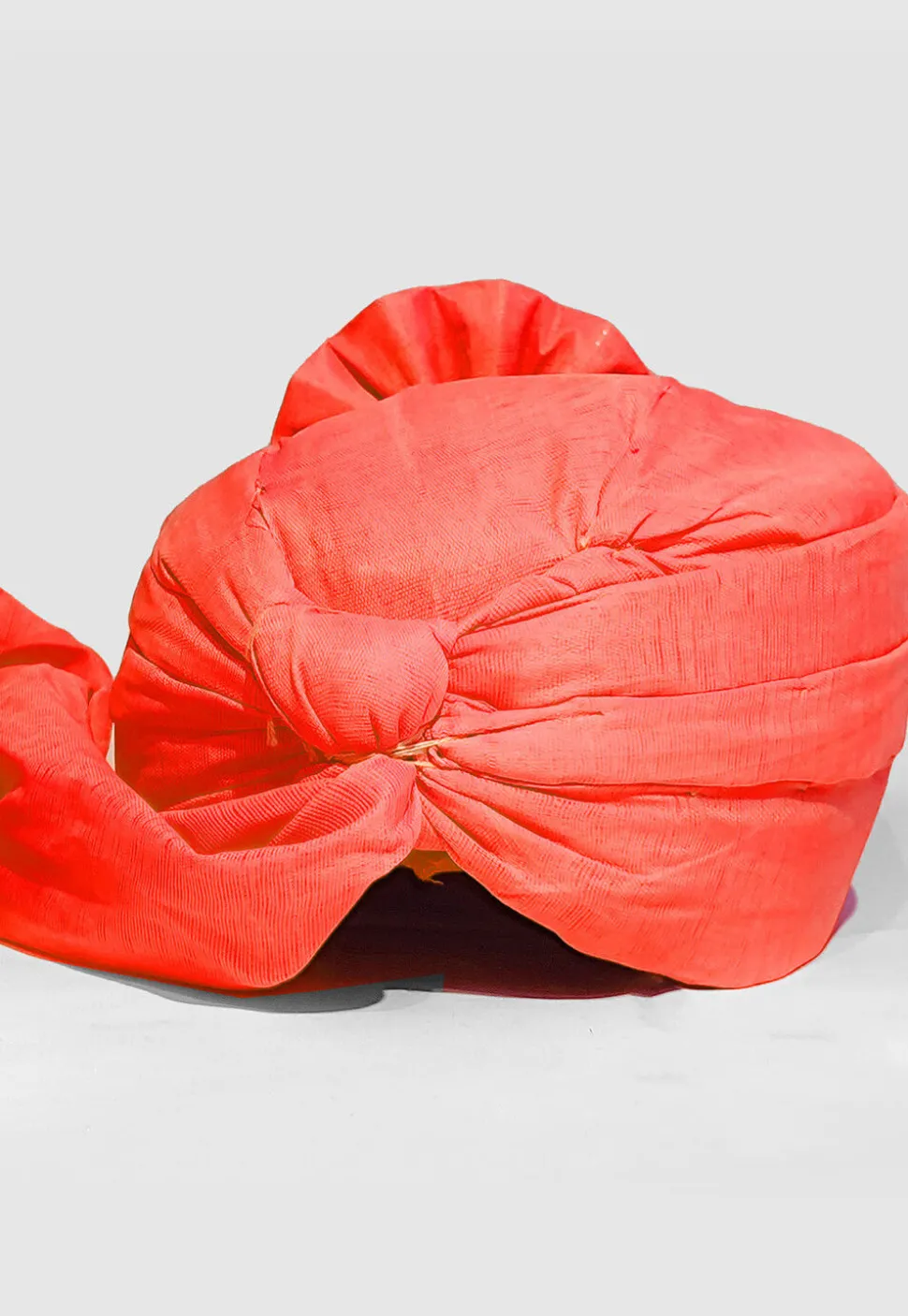 Solid Color Chanderi Cotton Turban in Orange