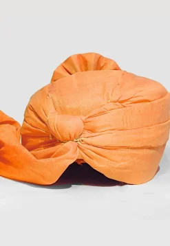 Solid Color Chanderi Cotton Turban in Mustard
