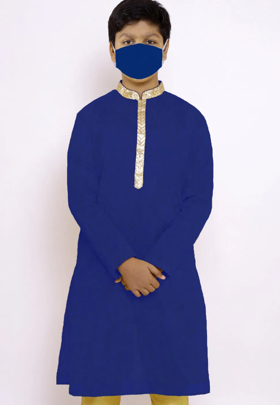 Solid Color Chanderi Cotton Kurta in Royal Blue