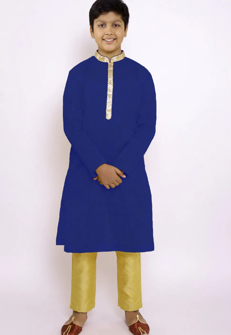 Solid Color Chanderi Cotton Kurta in Royal Blue