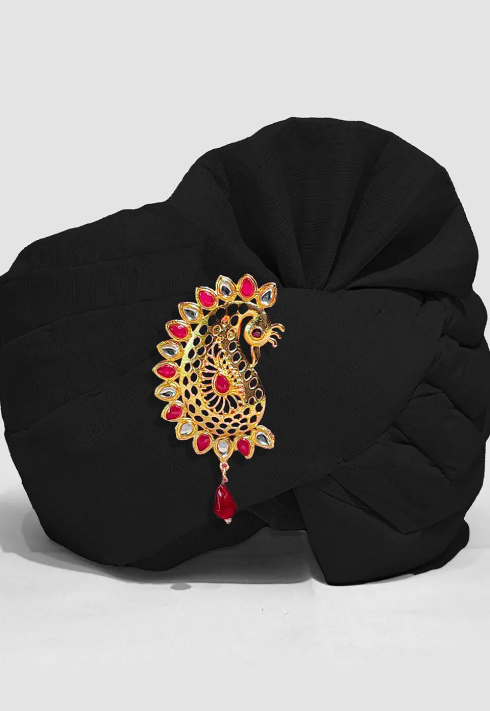 Solid Color Chanderi Cotton Turban in Black