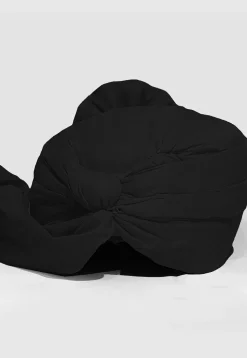 Solid Color Chanderi Cotton Turban in Black