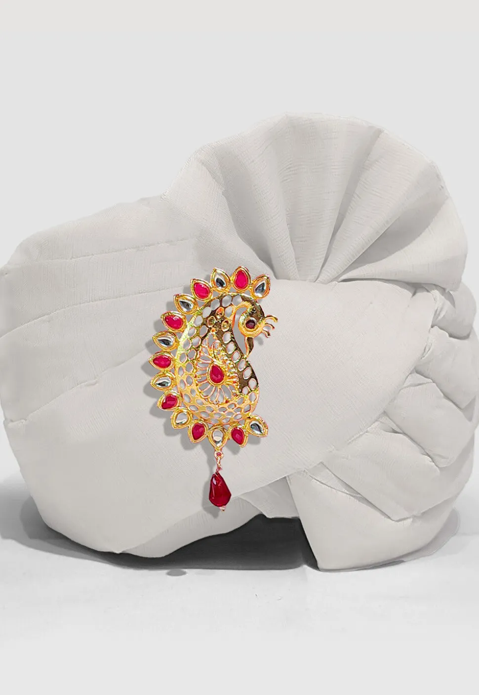 Solid Color Chanderi Cotton Turban in Off White