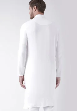 Solid Color Cotton Asymmetric Cowl Style Kurta in White