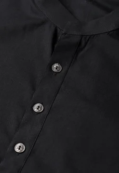 Solid Color Cotton Asymmetric Kurta Set in Black