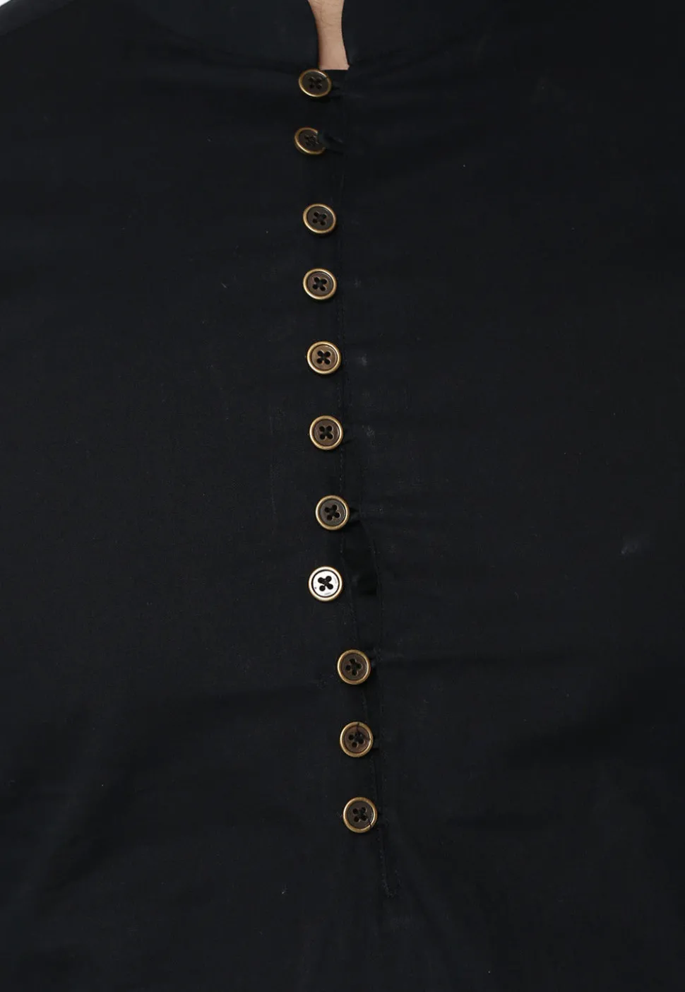 Solid Color Cotton Asymmetric Kurta in Black