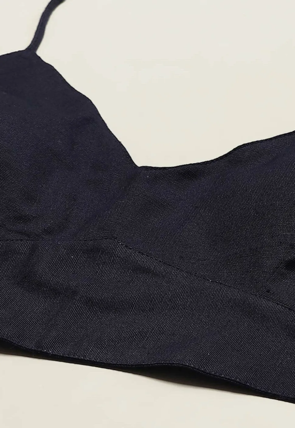 Solid Color Cotton Blouse in Navy Blue