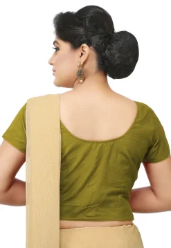 Solid Color Cotton Blouse in Olive Green