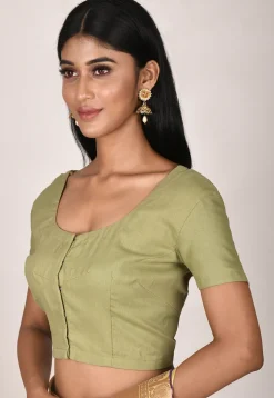 Solid Color Cotton Blouse in Dusty Green