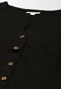 Solid Color Cotton Blouse in Black