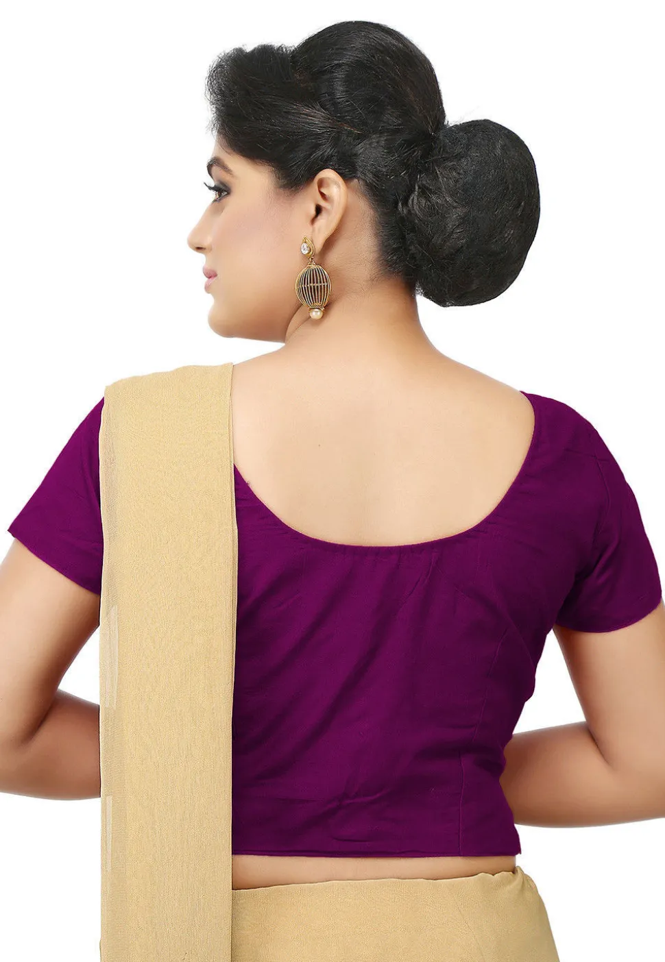 Solid Color Cotton Blouse in Magenta