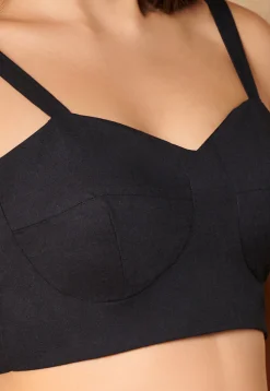 Solid Color Cotton Blouse in Black