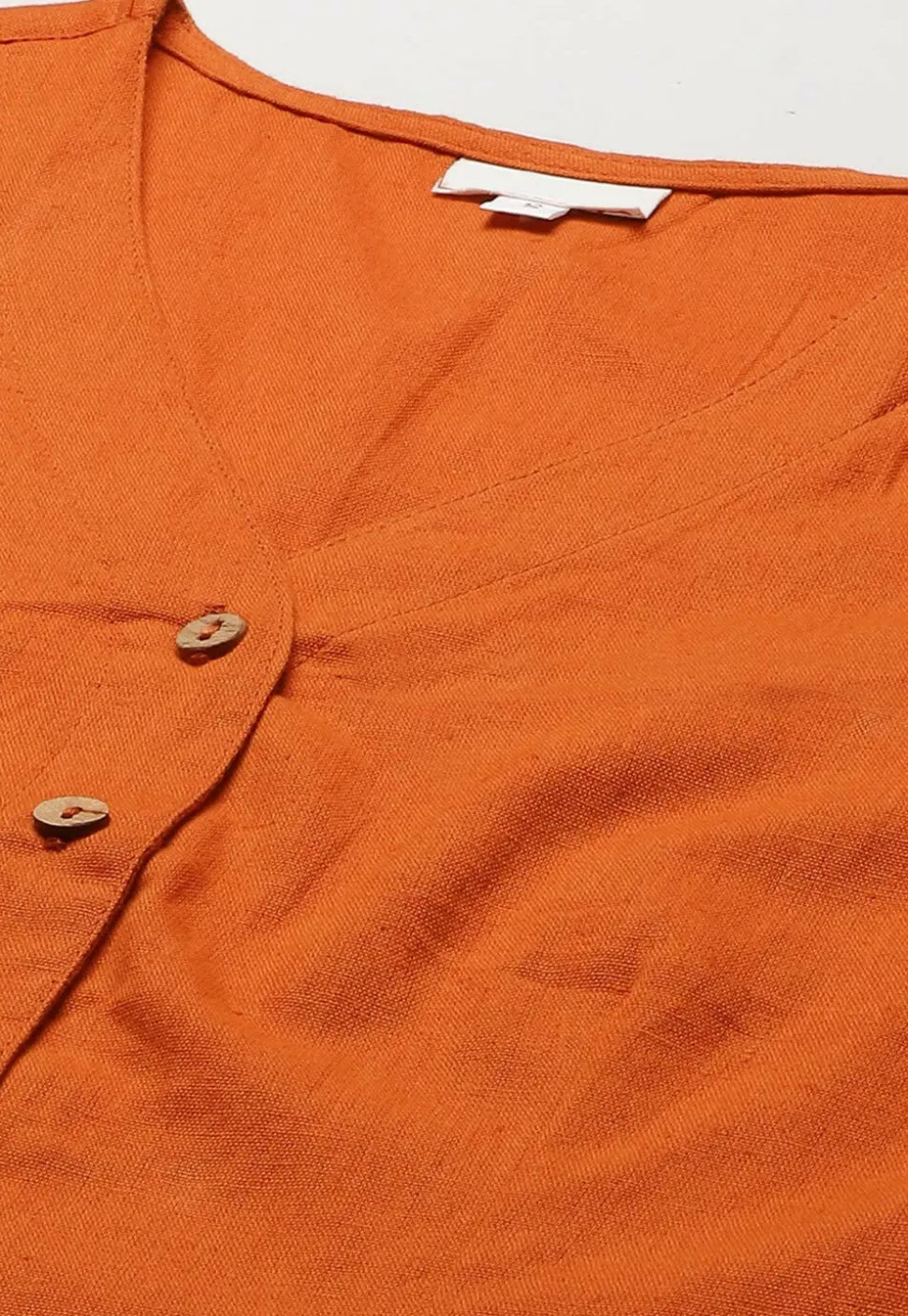 Solid Color Cotton Blouse in Orange