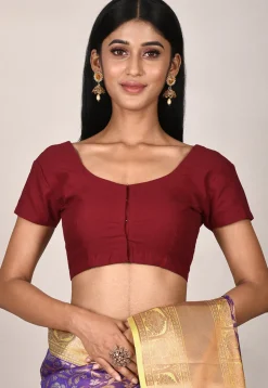 Solid Color Cotton Blouse in Maroon