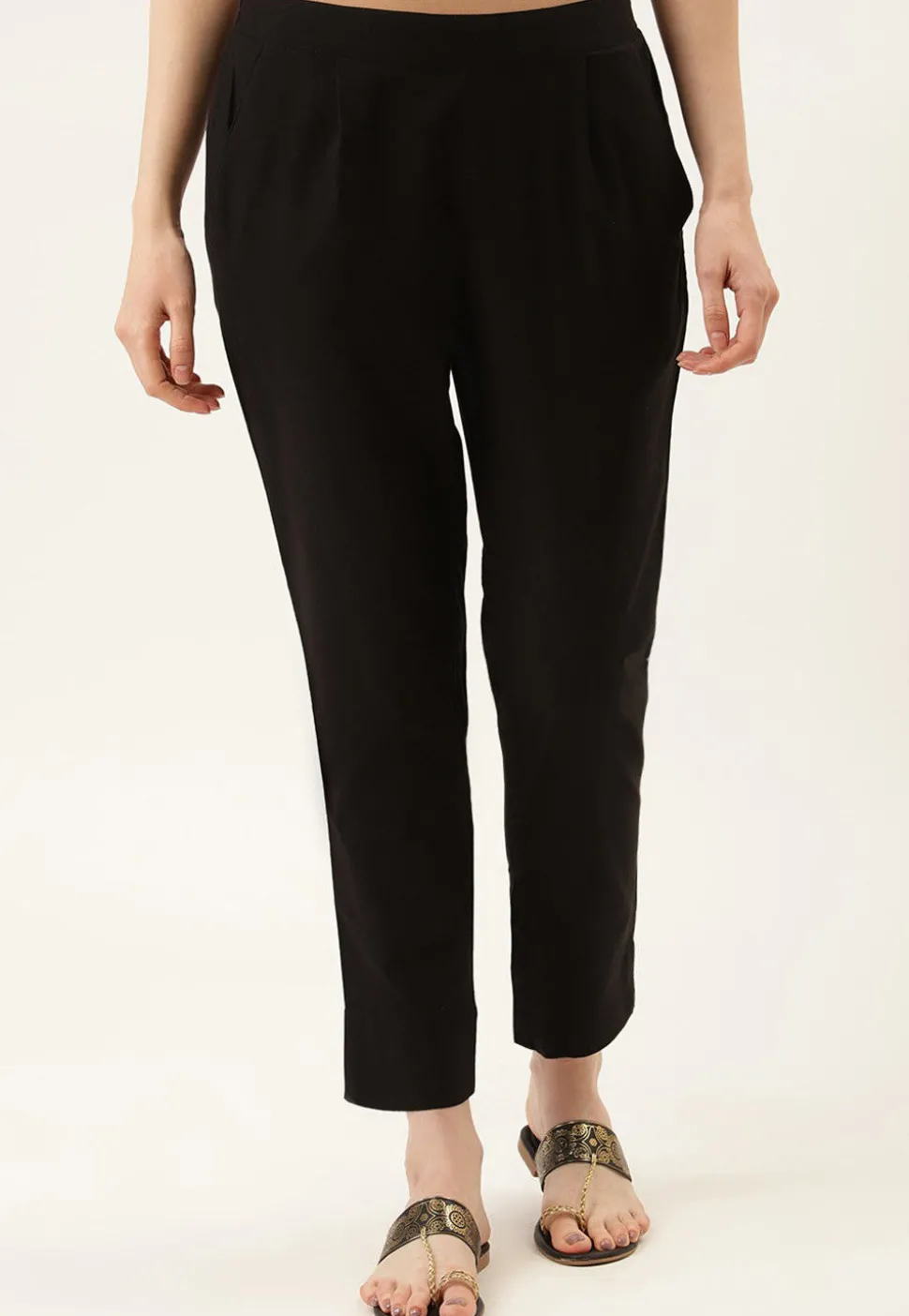 Solid Color Cotton Cambric Pant in Black