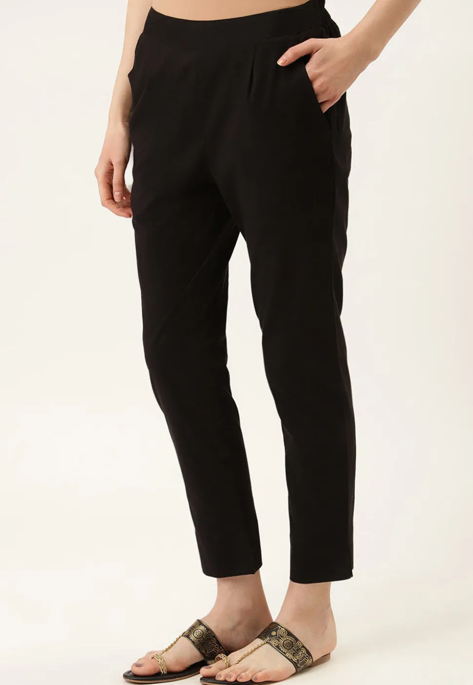 Solid Color Cotton Cambric Pant in Black