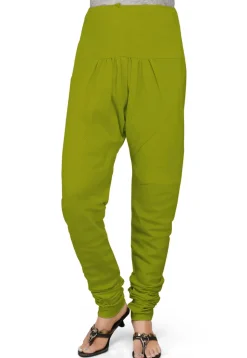 Solid Color Cotton Churidar in Olive Green