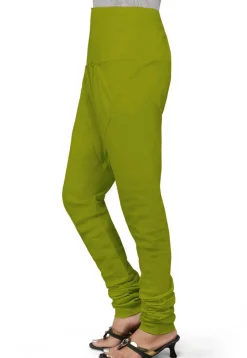 Solid Color Cotton Churidar in Olive Green