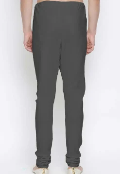 Solid Color Cotton Churidar in Grey