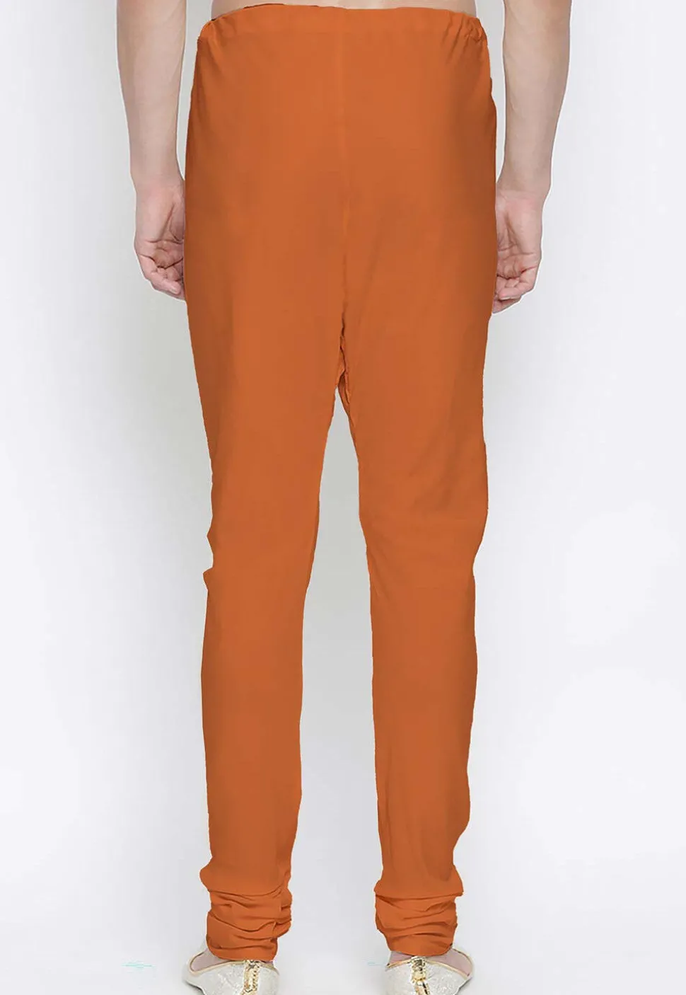 Solid Color Cotton Churidar in Orange
