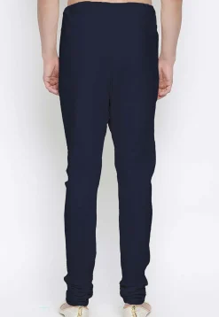 Solid Color Cotton Churidar in Navy Blue