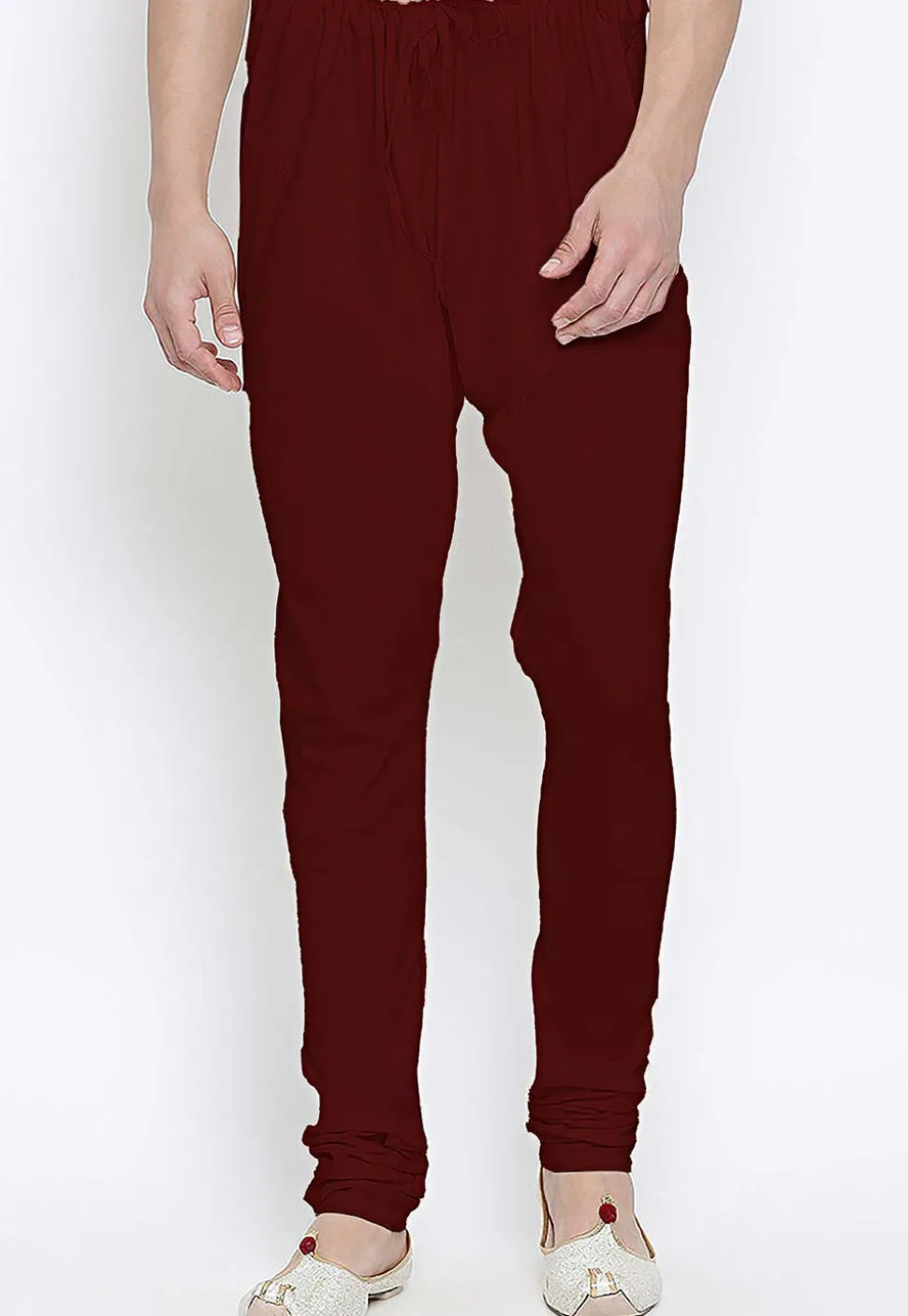 Solid Color Cotton Churidar in Maroon