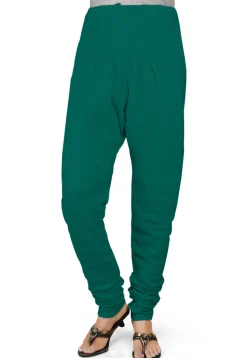 Solid Color Cotton Churidar in Teal Green