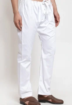Solid Color Cotton Churidar in White