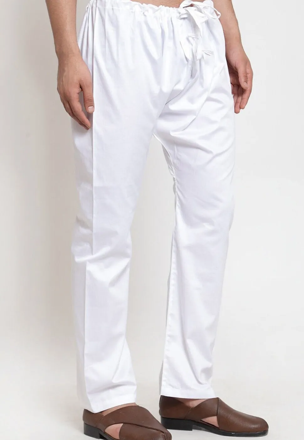 Solid Color Cotton Churidar in White