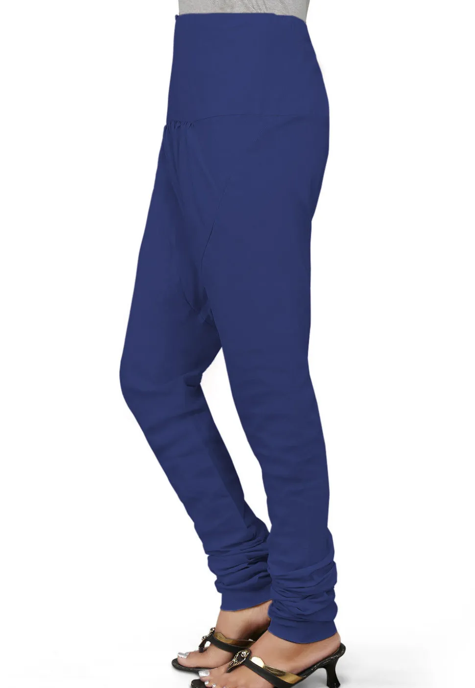Solid Color Cotton Churidar in Blue
