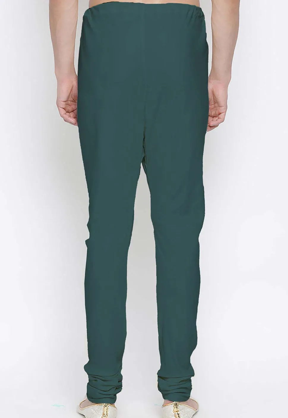Solid Color Cotton Churidar in Teal Green