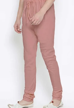 Solid Color Cotton Churidar in Old Rose