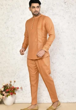 Solid Color Cotton Co Ord Set in Orange