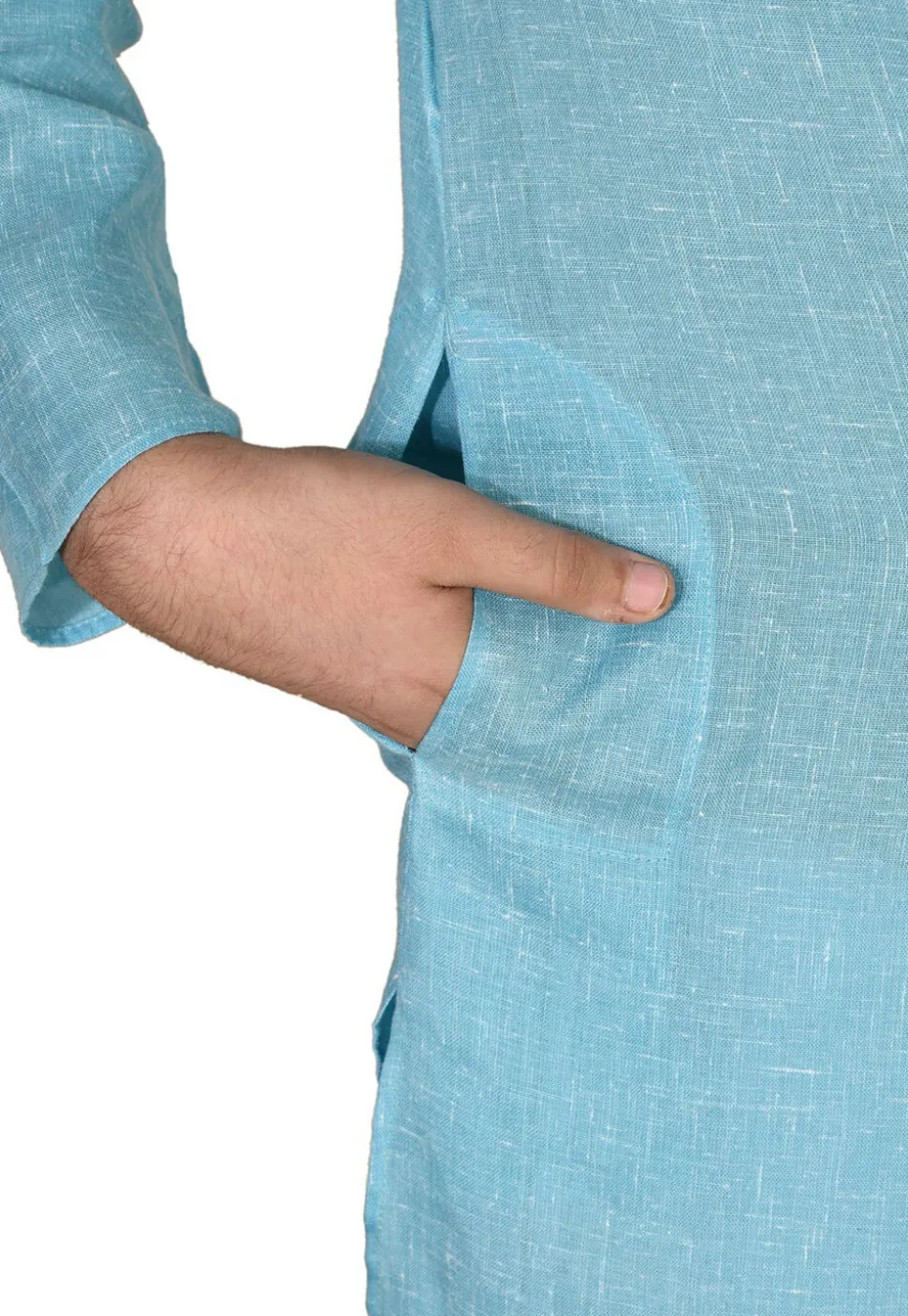 Solid Color Cotton Dhoti Kurta in Sky Blue