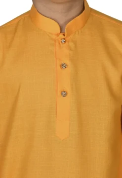 Solid Color Cotton Dhoti Kurta in Mustard
