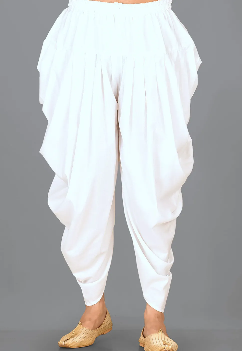 Solid Color Cotton Dhoti Pant in White