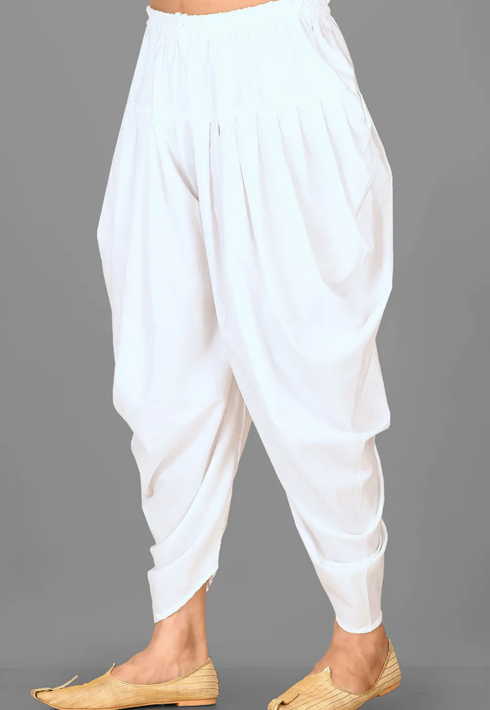 Solid Color Cotton Dhoti Pant in White