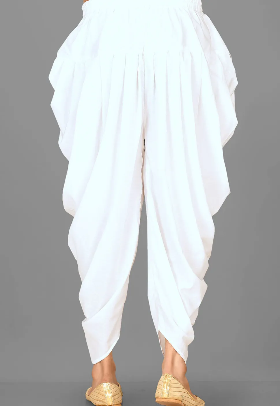 Solid Color Cotton Dhoti Pant in White
