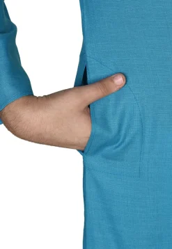 Solid Color Cotton Dhoti Kurta in Blue